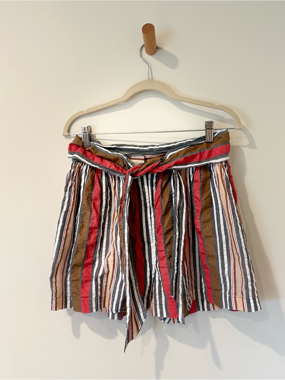 NWT Ulla Johnson Martim shorts poppy Tie-Waist skort - Red, Brown, Black